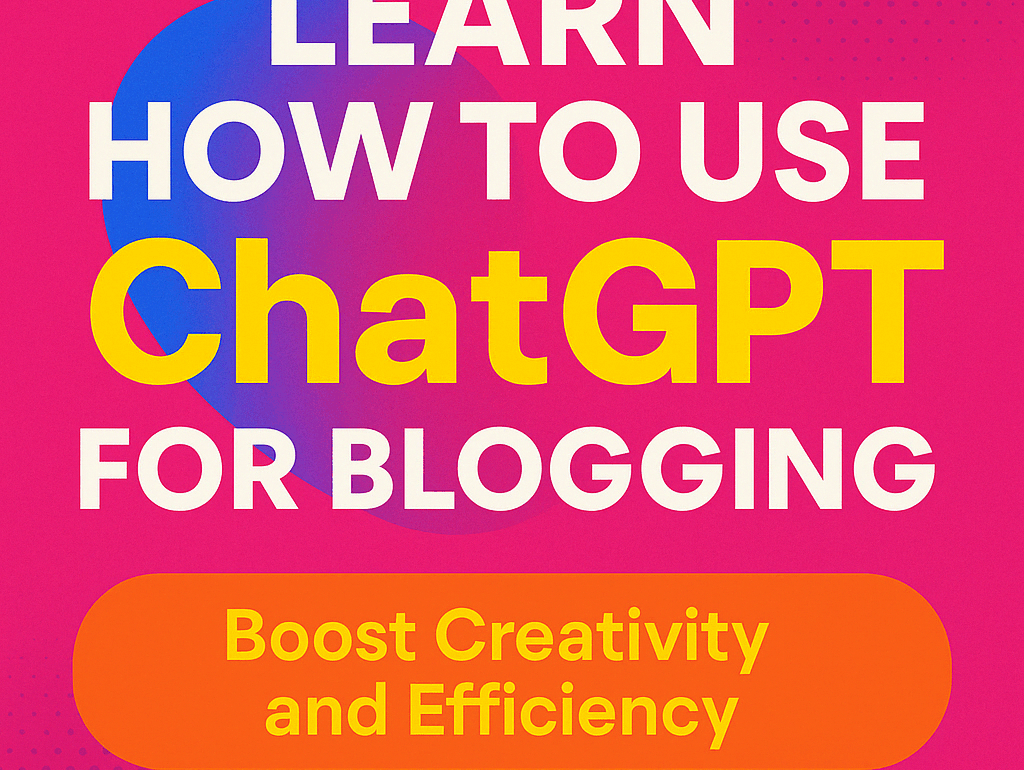 Bright, bold, and modern graphic design featuring the title 'Learn How to Use ChatGPT for Blogging' in a colorful, Gen Z-inspired style with vibrant backgrounds and playful typography.